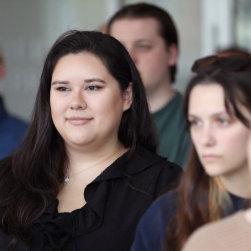 Jillian Worster is one of the student researchers who curated the exhibition of "A World On Display" at the Osher Map Library.