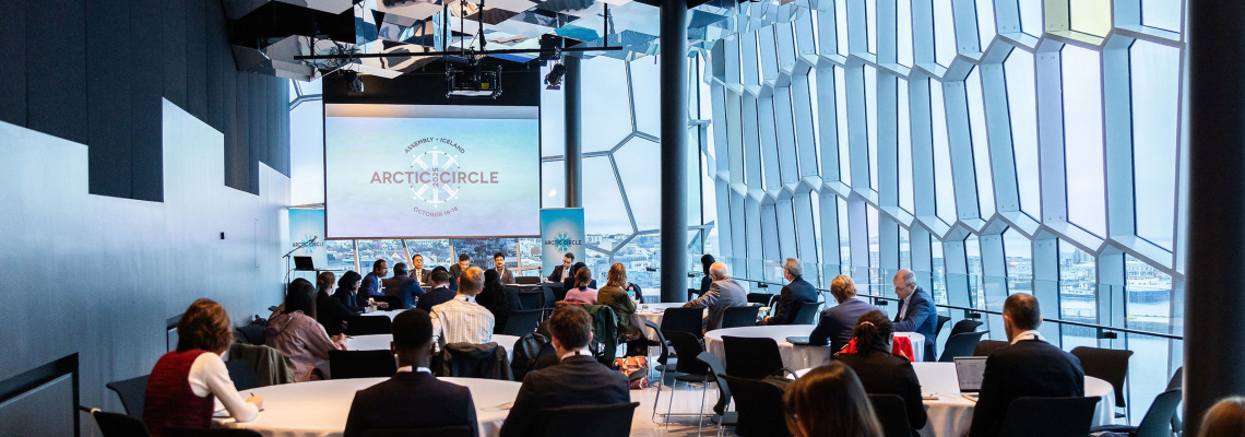 Panel of presenters at Arctic Circle Assembly in Reykjavik, Iceland.