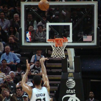 NBA player shooting a free throw in a basketball game