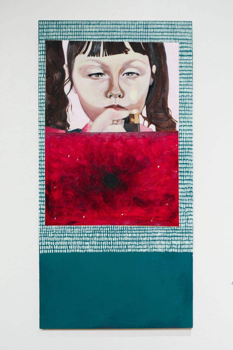 Olivia Leary’s painting "Babylon the Great Was Once a Child, Too." on view at the 2026 Juried Student Art Exhibition.