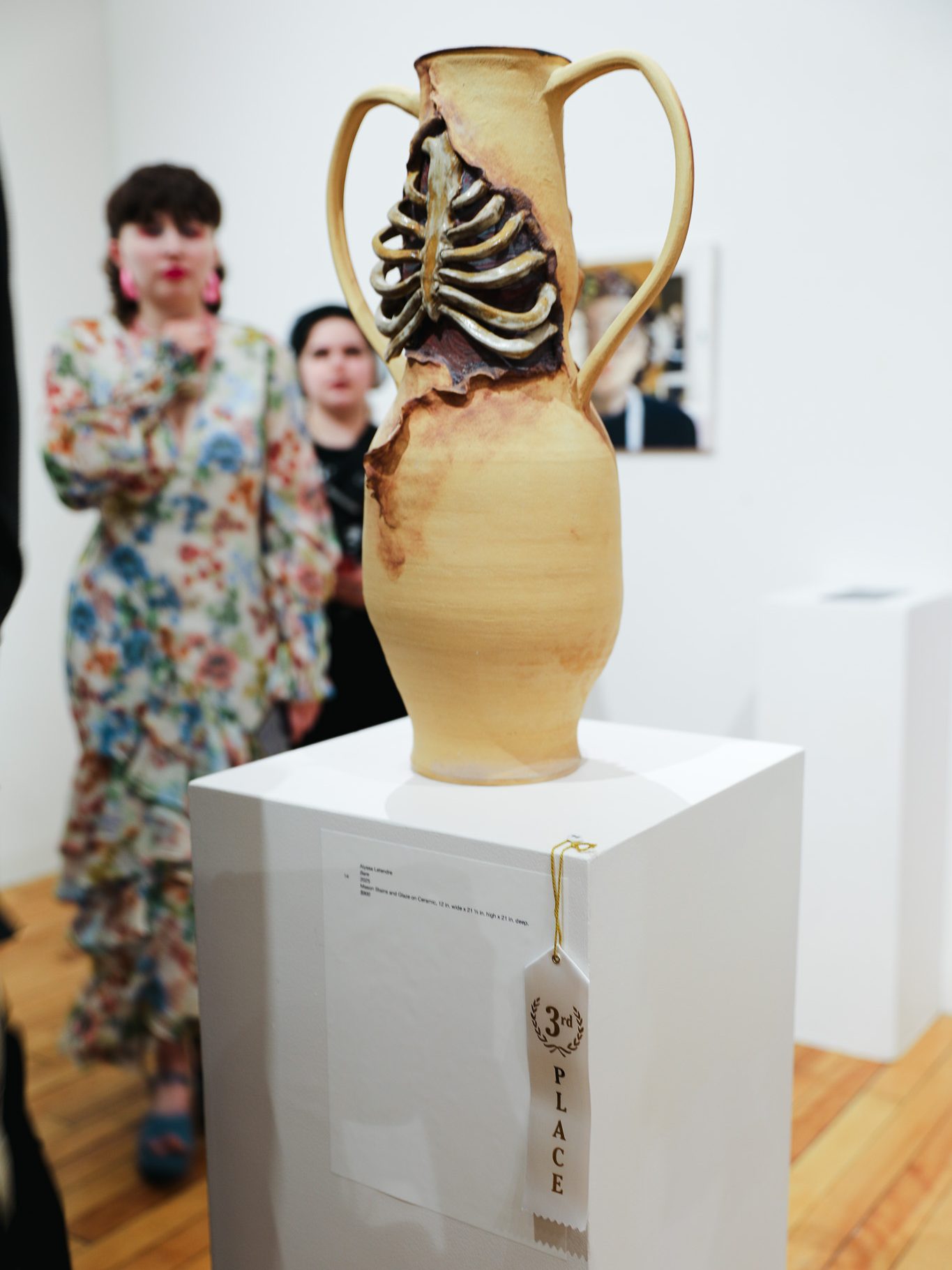 Alyssa Letendre’s ceramic sculpture Bare, which won 3rd place at the 2026 Juried Student Art Exhibition.