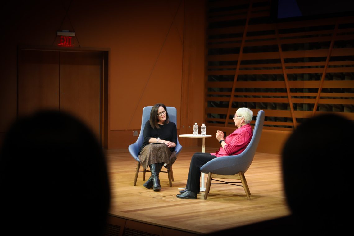 Jacqueline Edmondson and Carol Wishcamper '14H discuss the documentary post screening.