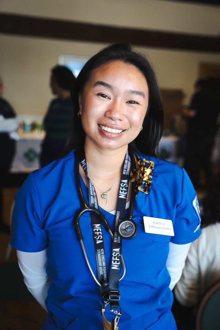 Angeline Le, senior nursing student helping at the 2026 Annual Fishermans Forum.