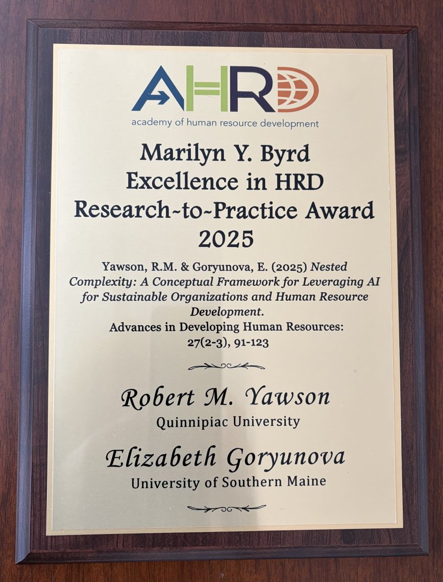 Research-to-Practice award won by faculty Professor Elizabeth Goryunova.