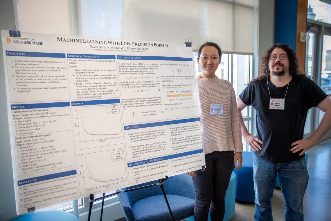 Winnie Wu (left) and David Nelson (right) presenting their research.