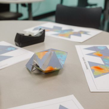 A geometric folding world map activity.