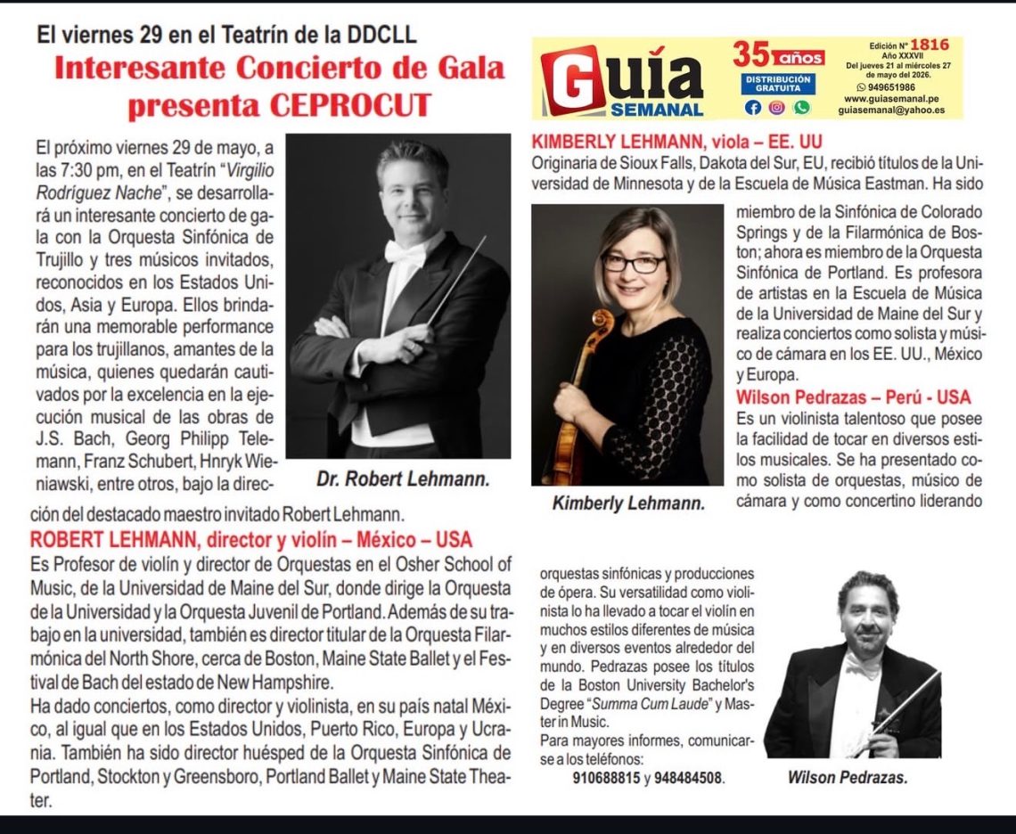 Peru Concert poster with the Lehmann's featured.