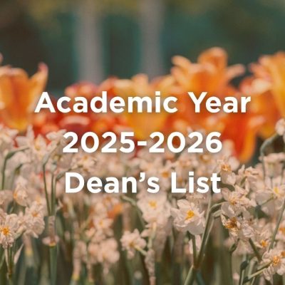 Academic Year 2025-2026 Dean's List over spring florals.