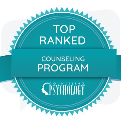 Badge stating Top Ranked Counseling Program by Counseling Psychology