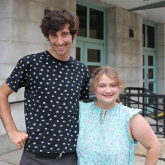 Nick Sutton and Hope Poore arrive at Merrill Auditorium in Portland to rehearse for their roles in the chorus of Opera Maine's production of "Aida."