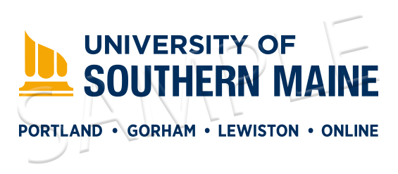 Full color University of Southern Maine access points logo watermarked with SAMPLE.
