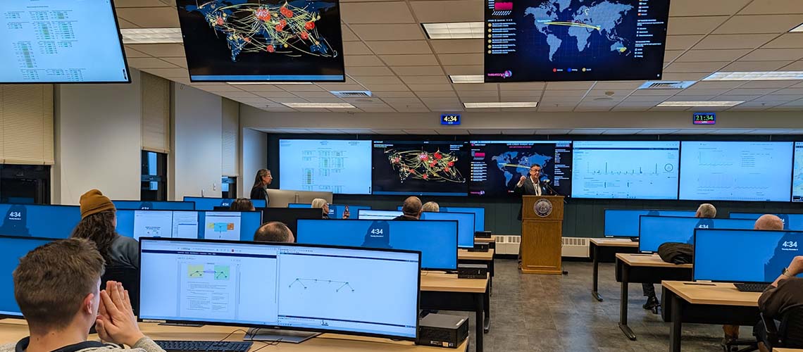 cyber security classroom opening with photo taken on a phone