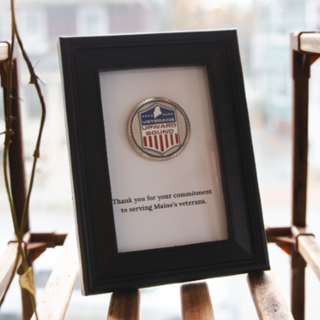 veterans upward bound pin in a picture frame