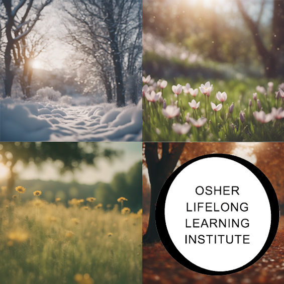 OLLI Logo and 4 photos depicting the 4 seasons