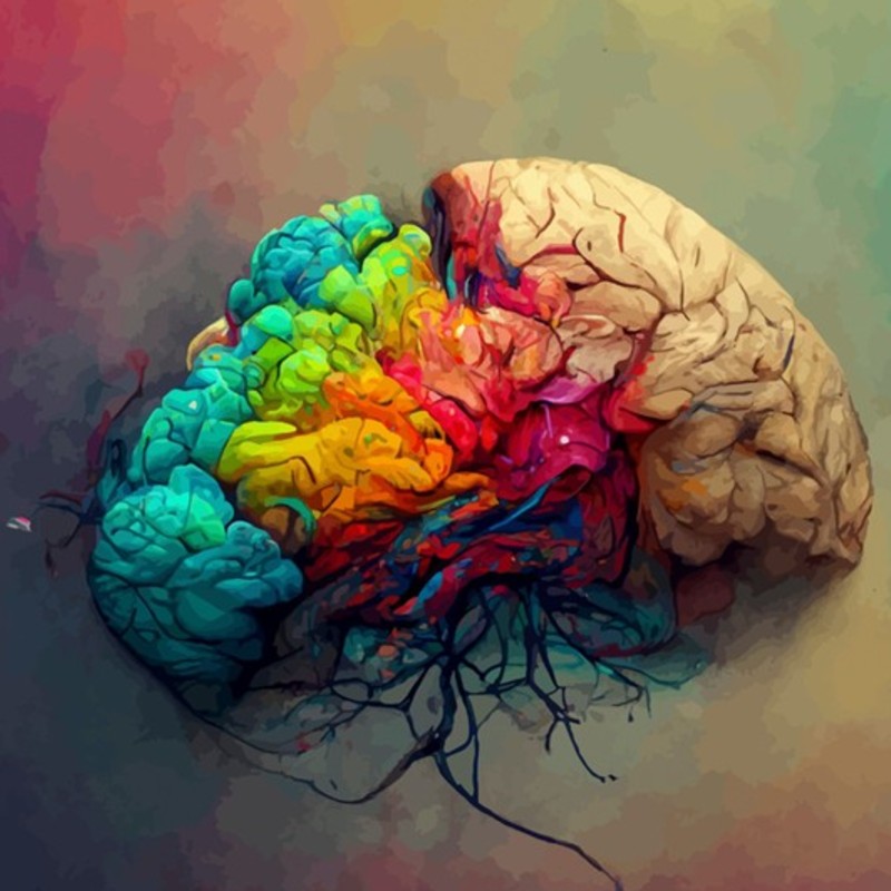 A multi-colored human brain illustration