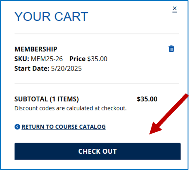 The Your Cart screen with the Check Out button highlighted