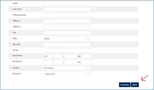 A screenshot of the billing form with open fields.