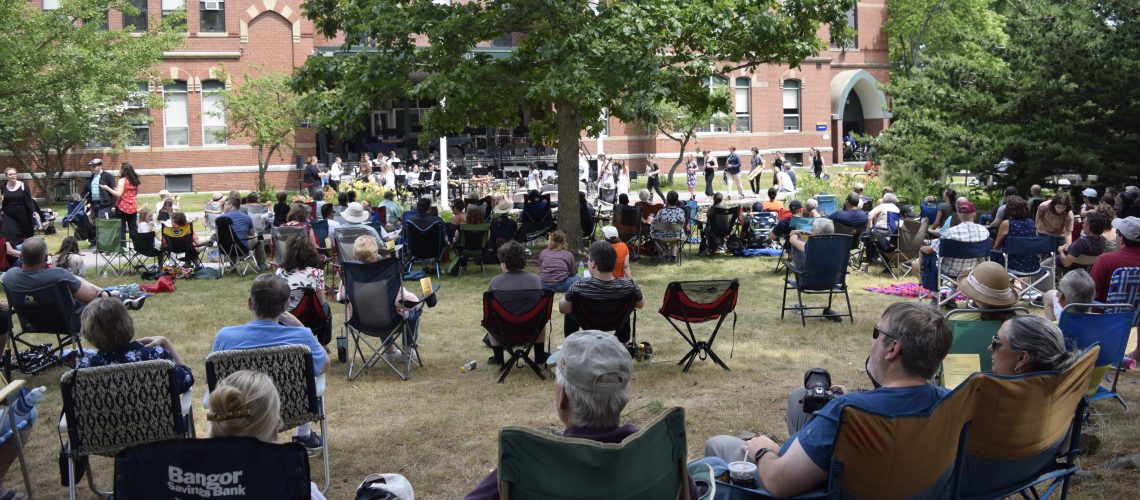 Southern Maine Music Academy Final Concert, 2022, on the lawn at Corthell Hall, on the beautiful tree-lined campus of the University of Southern Maine.