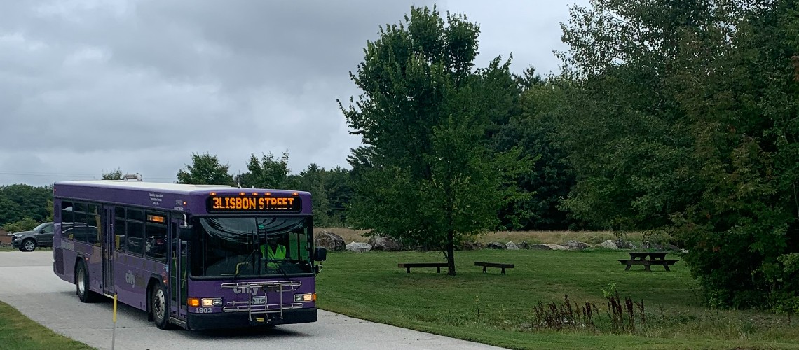Lewiston-Auburn's City Link bus arriving to the Lewiston-Auburn College Campus.