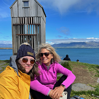 Professor Paula Gerstenbladt with USM student intern in Greenland