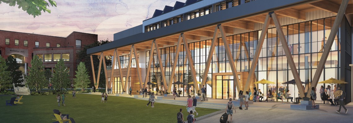 An architectural rendering of the future Career & Student Success Center