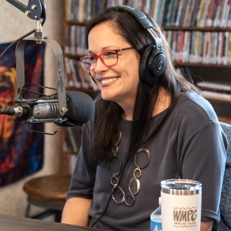 President Jacqueline Edmondson requested songs by Van Morrison and Sheryl Crow on a visit to the WMPG studio.