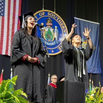 Caroline Wood sang the National Anthem at the 2024 Commencement ceremony.