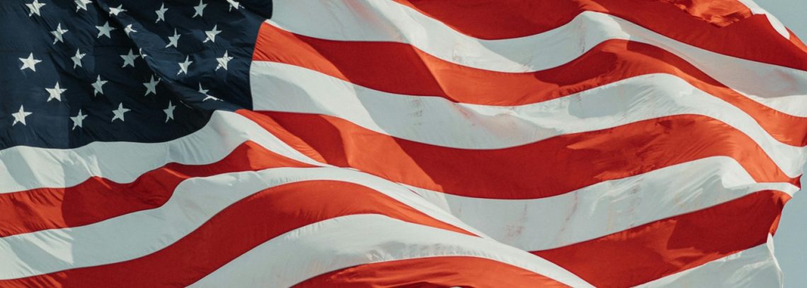 United States of America flag in the wind