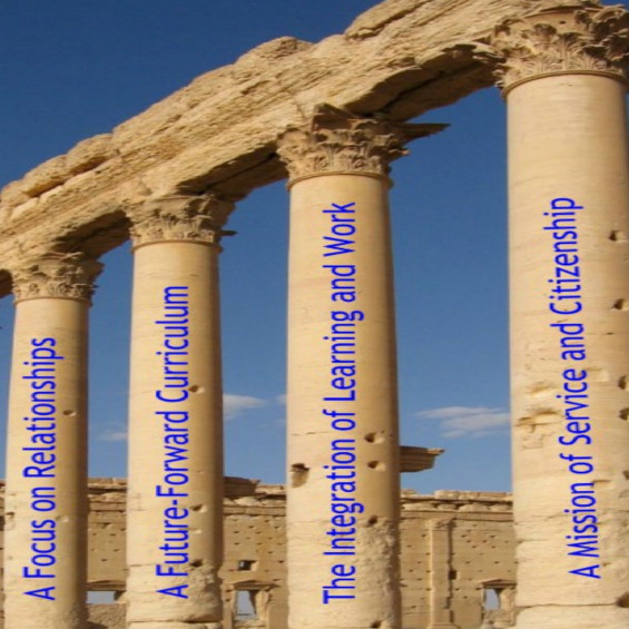 Pillars with USM's academic vision listed.
