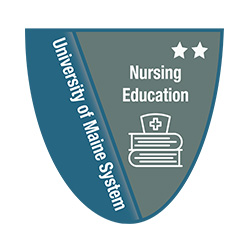 A badge image with the words University of Maine System, Nursing Education, and two stars.