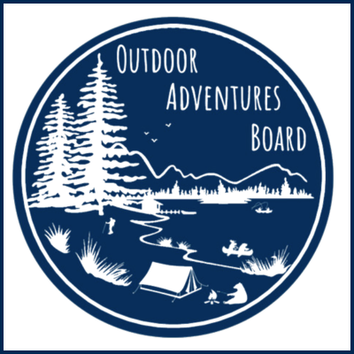 Outdoor Adventure Board logo of a blue circle with white mountain and tree outlines.