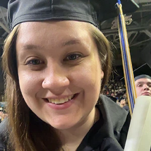 Ciera Schildroth-Whitehouse ’25 at Commencement (Photo courtesy of Ciera)