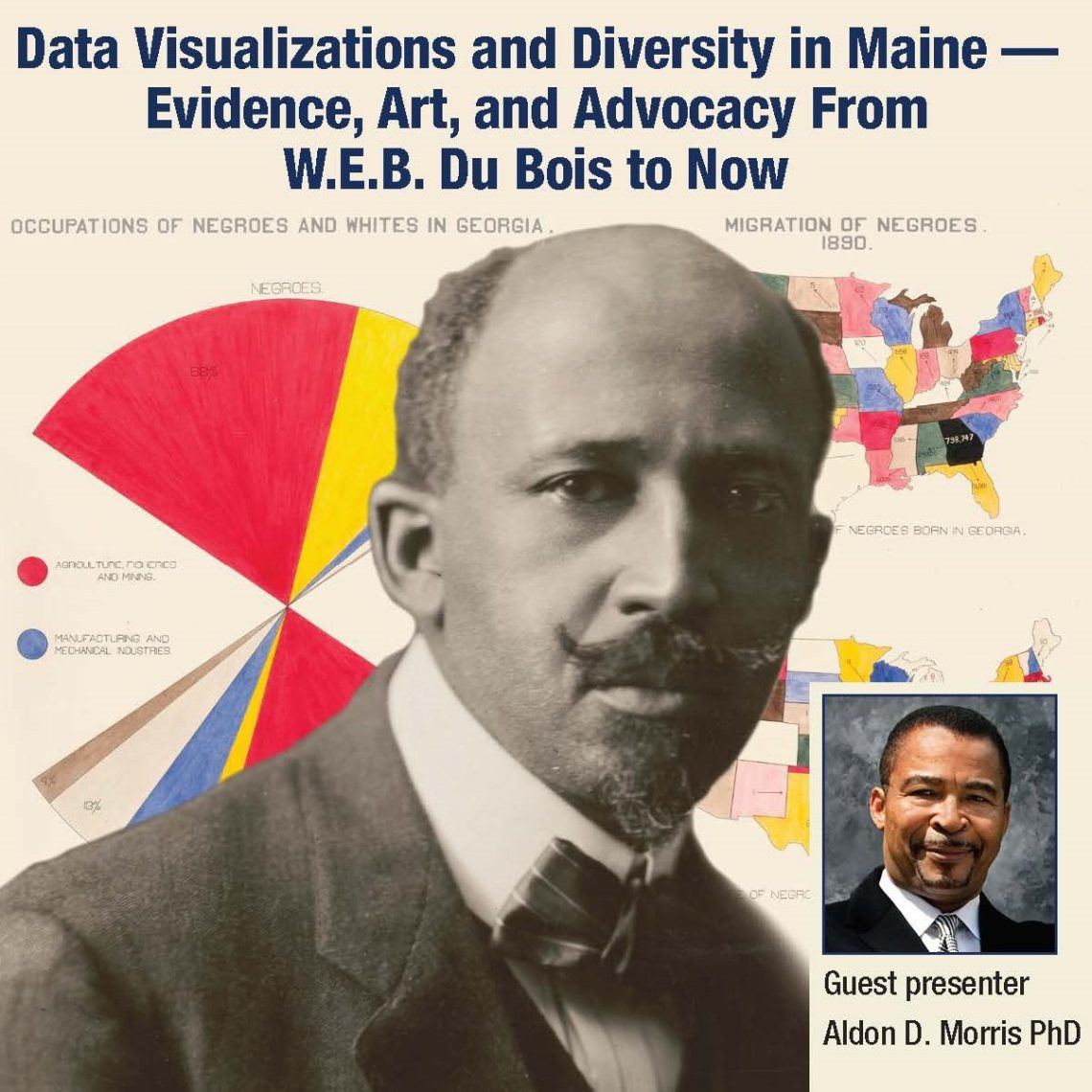 Photo of WEB Du Bois over his own 1900 data visualizations
