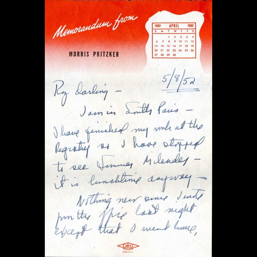 Handwritten letter on bright red letterhead