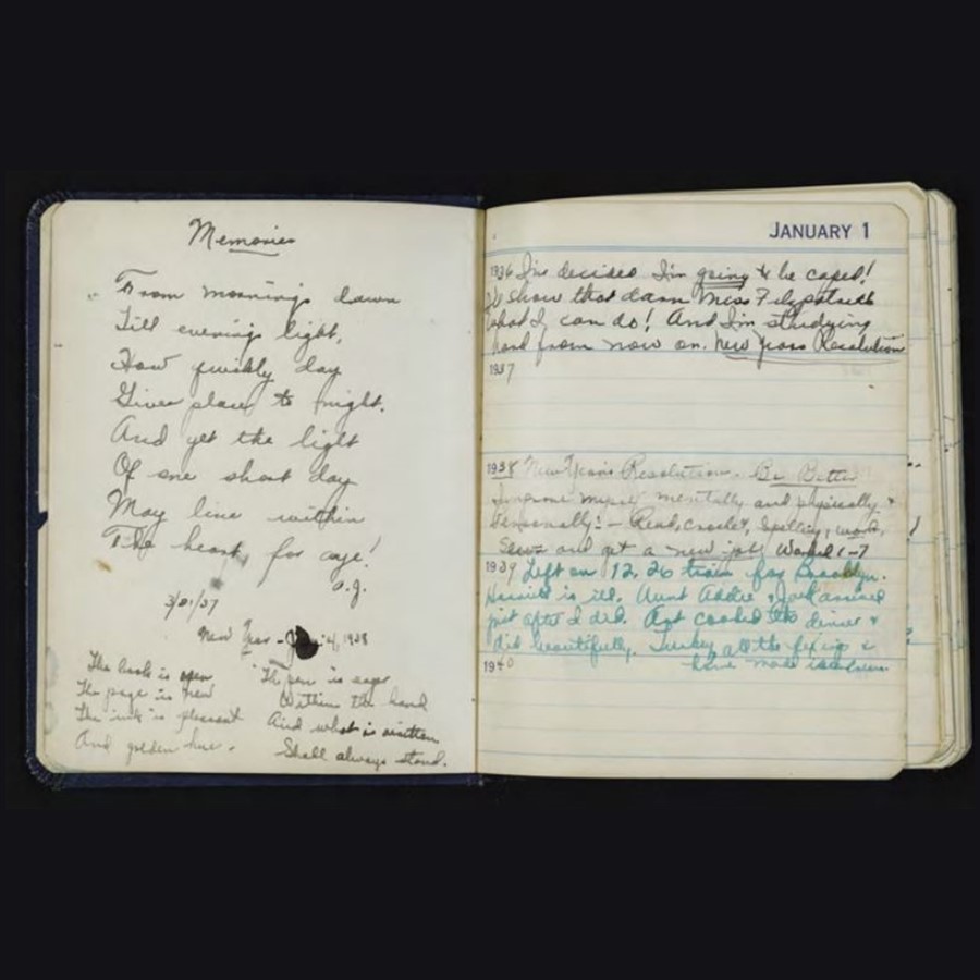 Open notebook with handwriting