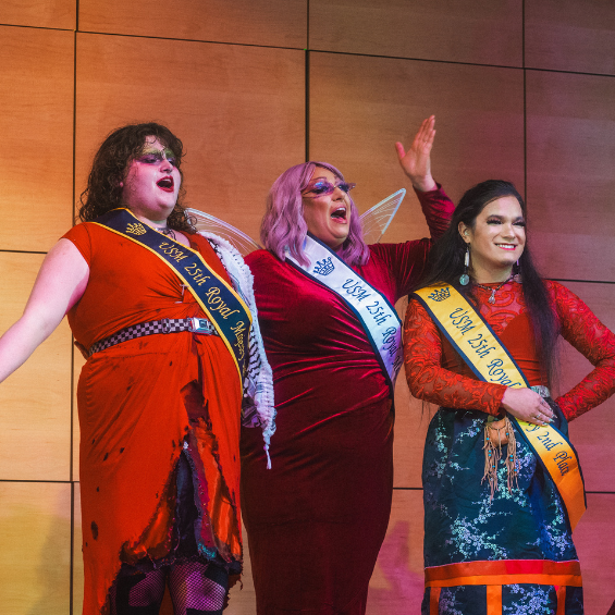 25th Annual Royal Majesty Drag Winners posing in sashes