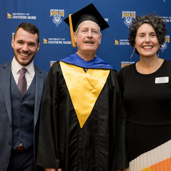 Andy Bossie and Corey Hascall with a board of trustee