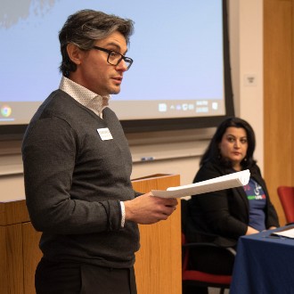 Nursing student Mostapha Aghamoosa hosts a panel discussion about protests in Iran.
