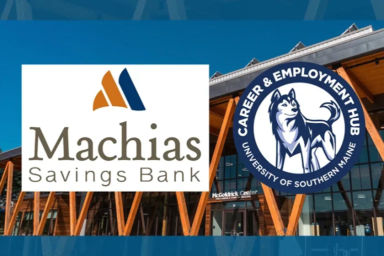 Machias Savings Bank logo and the Career & Employment Hub graphic